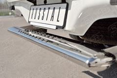 Защита заднего бампера 120х60 с проступью для Mitsubishi L200 2015-