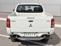 Защита заднего бампера D63 с листом (Лист нерж, проф. нерж)(вариант 3) для Mitsubishi L200 2015-