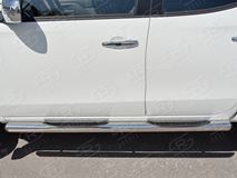 Пороги труба D76 с накладкой (вариант 3) для Mitsubishi L200 2015-