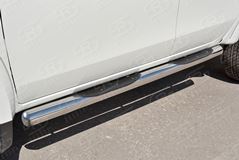Пороги труба D76 с накладкой (вариант 3) для Mitsubishi L200 2015-