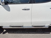 Пороги труба D76 с накладкой (вариант 2) для Mitsubishi L200 2015-