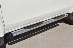 Пороги труба D76 с накладкой (вариант 2) для Mitsubishi L200 2015-