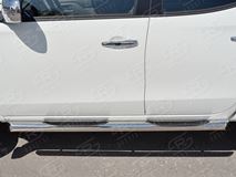 Пороги труба D76 с накладкой (вариант 1) для Mitsubishi L200 2015-