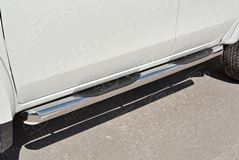 Пороги труба D76 с накладкой (вариант 1) для Mitsubishi L200 2015-