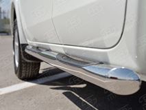 Пороги труба D76 с накладкой (вариант 1) для Mitsubishi L200 2015-