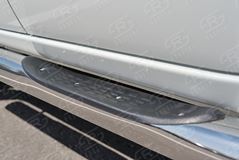 Пороги труба D76 с накладкой (вариант 1) для Mitsubishi L200 2015-