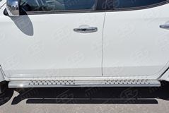 Пороги труба 120х60 овал с проступью для Mitsubishi L200 2015-