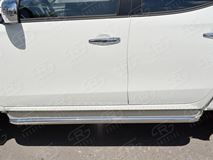 Пороги труба D63 с листом (Лист нерж, проф. нерж)(вариант 3) для Mitsubishi L200 2015-