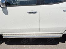 Пороги труба D63 с листом (Лист алюм, проф.сталь)(вариант 2) для Mitsubishi L200 2015-