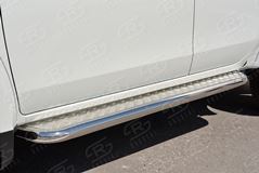Пороги труба D63 с листом (Лист алюм, проф.сталь)(вариант 2) для Mitsubishi L200 2015-