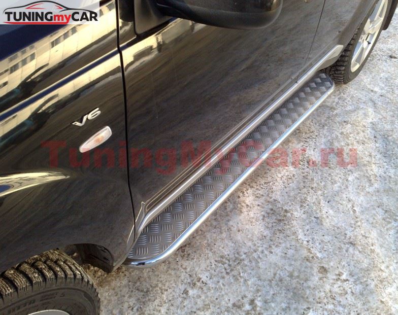 Пороги труба D42 C листом для Mitsubishi Outlander 2006-2009