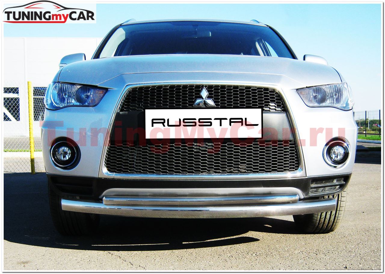 Защита переднего бампера D76/42 для Mitsubishi Outlander 2010-2011