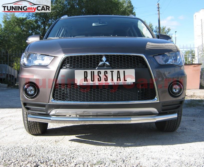 Защита переднего бампера D76 (5 секций) для Mitsubishi Outlander 2010-2011