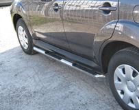 Пороги труба D76 с накладками (вариант 1) для Mitsubishi Outlander 2010-2011