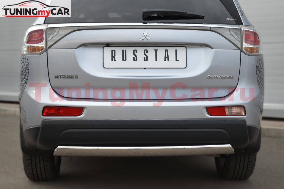 Защита заднего бампера D75х42 овал (дуга) для Mitsubishi Outlander 2012-2014