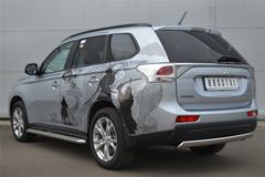 Защита заднего бампера D75х42 овал (дуга) для Mitsubishi Outlander 2012-2014