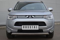 Защита переднего бампера D75х42 овал(дуга) для Mitsubishi Outlander 2012-2014