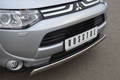 Защита переднего бампера D75х42 овал(дуга) для Mitsubishi Outlander 2012-2014