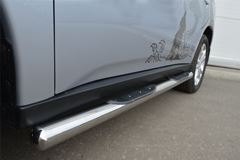 Пороги труба D76 с накладками (вариант 3) для Mitsubishi Outlander 2012-2014