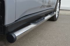 Пороги труба D76 с накладками (вариант 2) для Mitsubishi Outlander 2012-2014