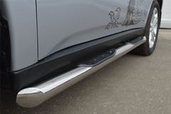 Пороги труба D76 с накладками (вариант 1) для Mitsubishi Outlander 2012-2014