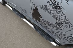 Пороги труба D76 с накладками (вариант 1) для Mitsubishi Outlander 2012-2014