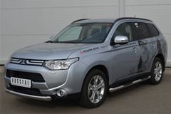 Пороги труба D76 с накладками (вариант 1) для Mitsubishi Outlander 2012-2014