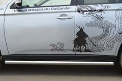 Пороги труба D63 (вариант 1) для Mitsubishi Outlander 2012-2014