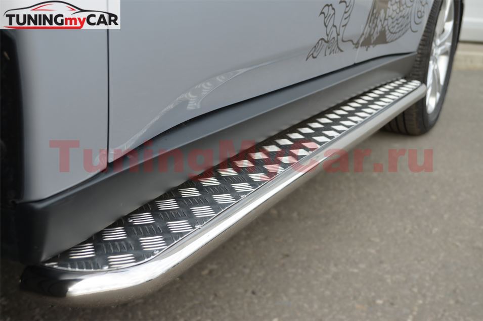 Пороги труба D42 с листом для Mitsubishi Outlander 2012-2014