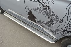Пороги труба D42 с листом для Mitsubishi Outlander 2012-2014