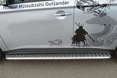 Пороги труба D42 с листом для Mitsubishi Outlander 2012-2014