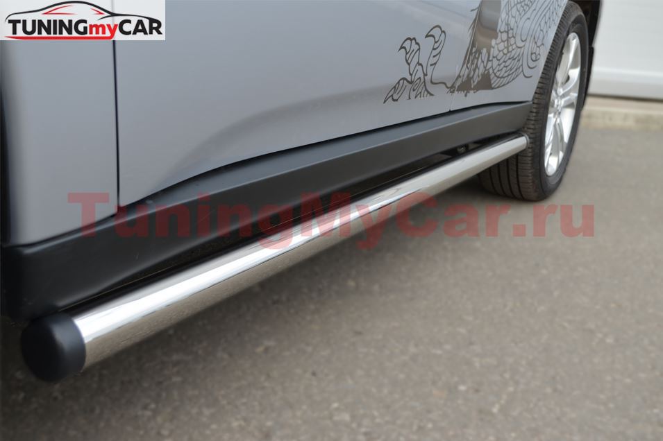 Пороги труба D63 (вариант 2) для Mitsubishi Outlander 2012-2014