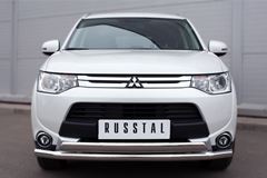 Защита переднего бампера D63 (секции) D75х42 (дуга) для Mitsubishi Outlander 2014