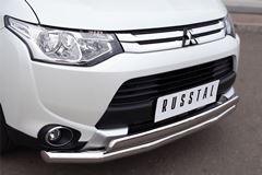 Защита переднего бампера D63 (секции) D75х42 (дуга) для Mitsubishi Outlander 2014