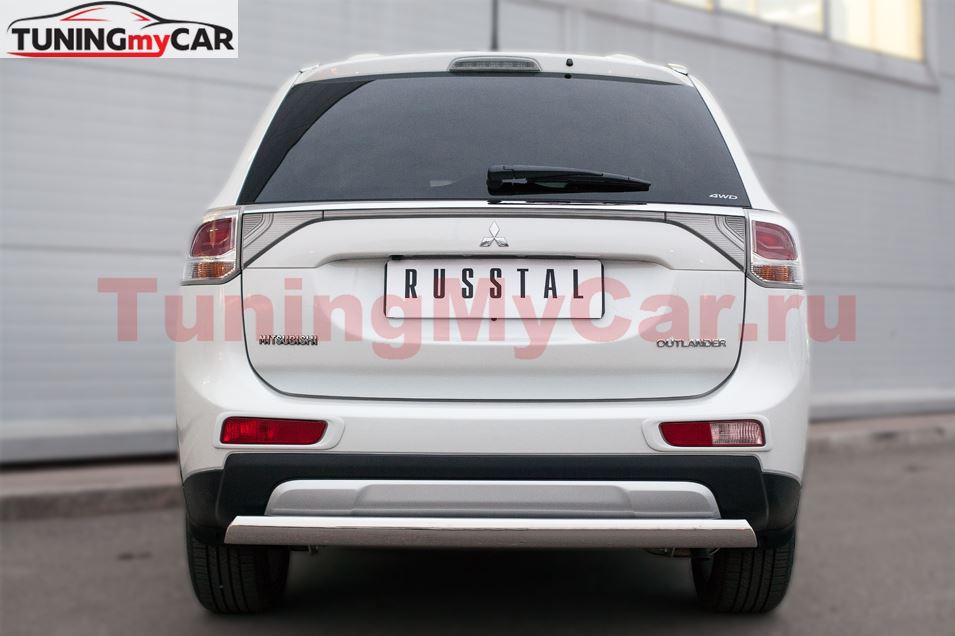 Защита заднего бампера D75х42 (дуга) для Mitsubishi Outlander 2014