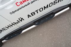 Пороги труба D76 с накладкой (вариант 3) для Mitsubishi Outlander 2014