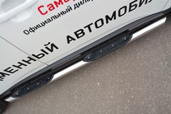 Пороги труба D76 с накладкой (вариант 1) для Mitsubishi Outlander 2014