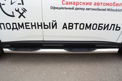 Пороги труба D76 с накладкой (вариант 1) для Mitsubishi Outlander 2014
