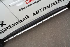 Пороги труба 75х42 овал с проступью для Mitsubishi Outlander 2014