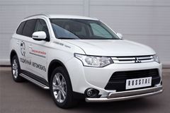 Пороги труба D42 с листом для Mitsubishi Outlander 2014