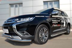 Защита переднего бампера D63 (секции) D75х42 (дуга) для Mitsubishi Outlander 2015-