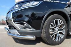Защита переднего бампера D63 (секции) D75х42 (дуга) для Mitsubishi Outlander 2015-