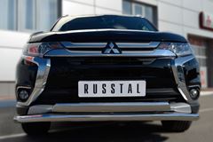 Защита переднего бампера D63 (секции) D75х42 (дуга) для Mitsubishi Outlander 2015-