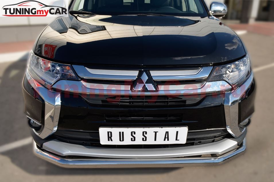 Защита переднего бампера D63 (секции) для Mitsubishi Outlander 2015-