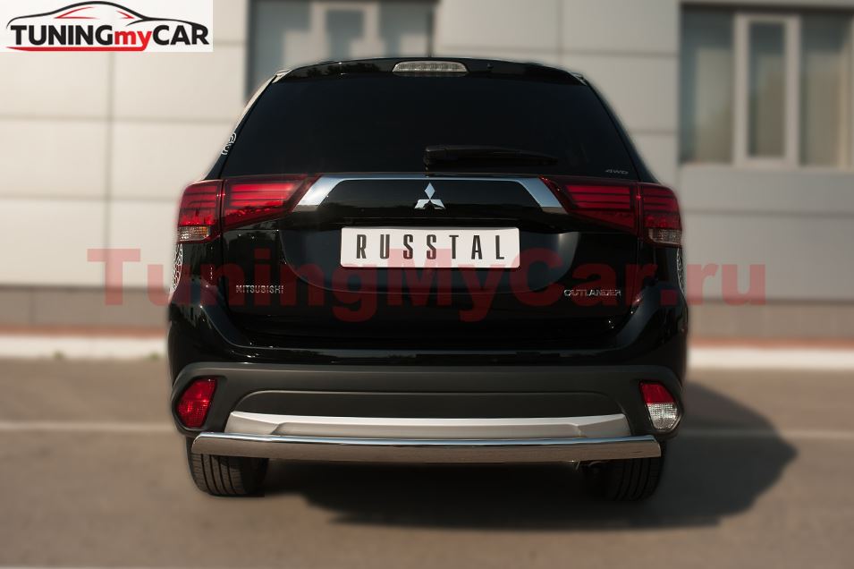 Защита заднего бампера D75х42 (дуга) для Mitsubishi Outlander 2015-