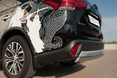 Защита заднего бампера D75х42 (дуга) для Mitsubishi Outlander 2015-