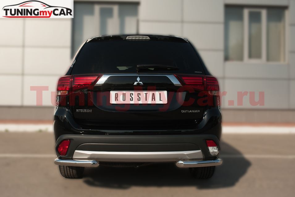 Защита заднего бампера уголки D63 (секции) для Mitsubishi Outlander 2015-