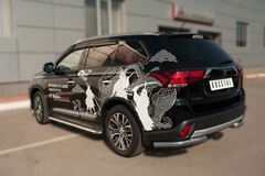 Защита заднего бампера уголки D63 (секции) для Mitsubishi Outlander 2015-