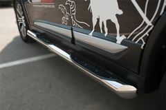 Пороги труба D76 с накладкой (вариант 2) для Mitsubishi Outlander 2015-