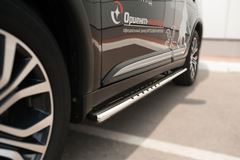 Пороги труба 75х42 овал с проступью для Mitsubishi Outlander 2015-